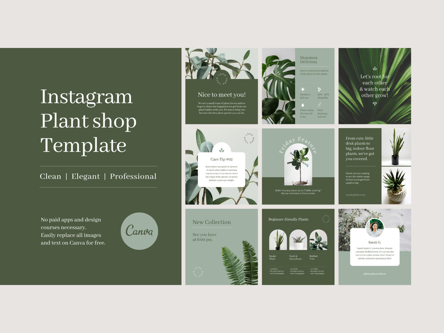 Plant Shop Instagram Template Made with Canva Edit on Canva for Free
